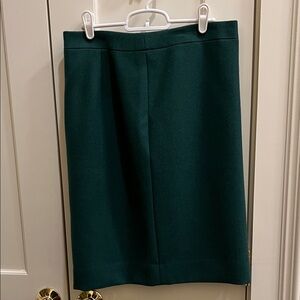 J. Crew Dark Green Wool Lined Pencil Skirt